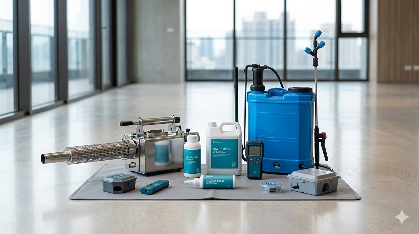 無痕模式專業消毒器材與環保藥劑排列-台中社區消毒與除蟲施藥專家